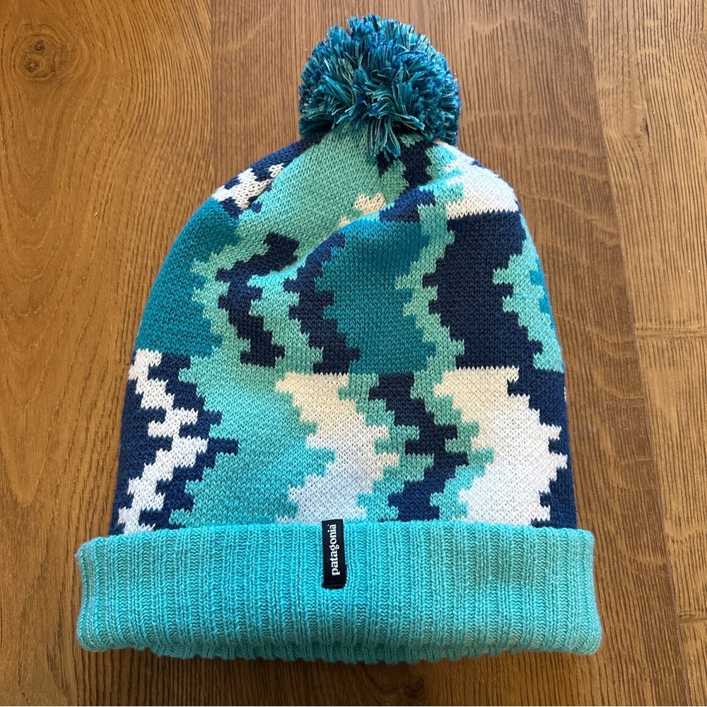 Patagonia Teal and Navy Beanie